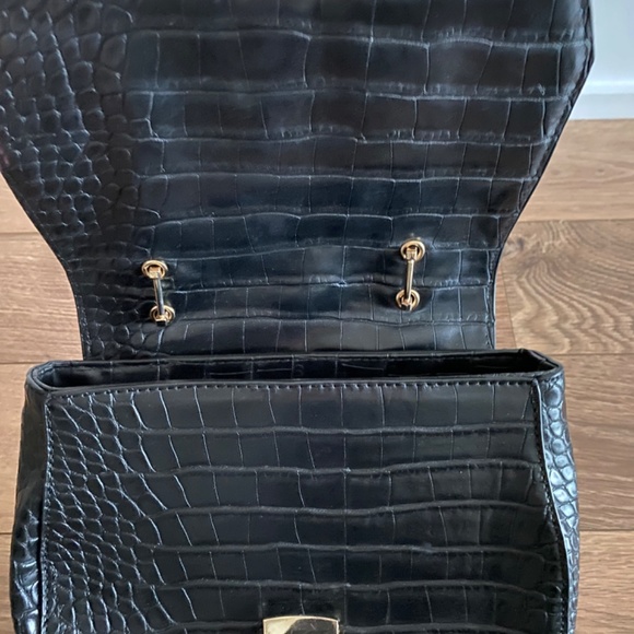 Crocodile Black handbag with removable strap - Picture 4 of 5